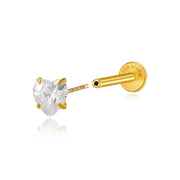 Titanium Multisize Diamond Heart-Cut Stud (Push Pin)