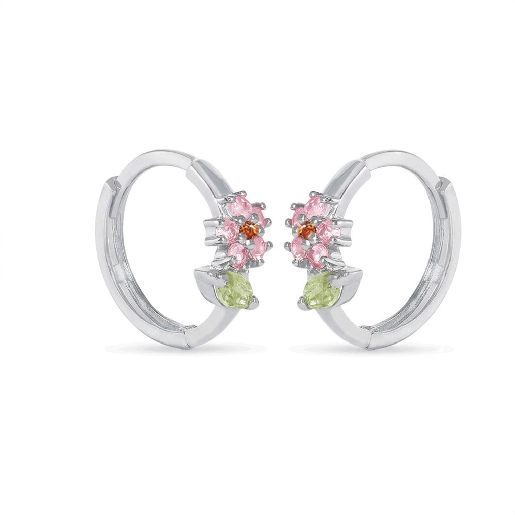 Rosy Flower Hoop Earrings