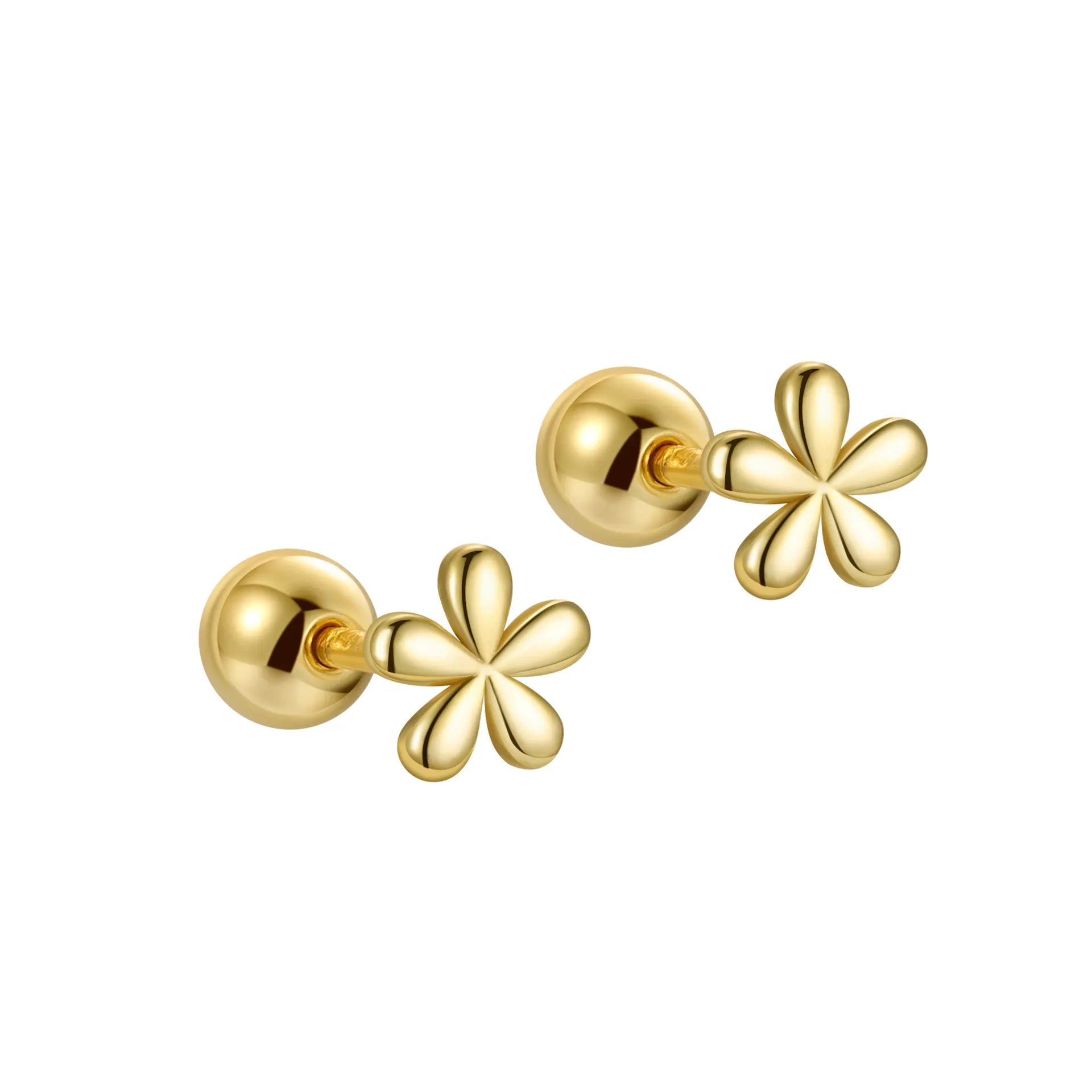 Solid Flower Barbell Stud Earrings (20G)