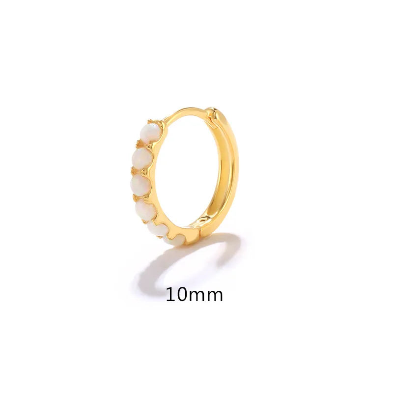 White Opal Stone Huggie Earring