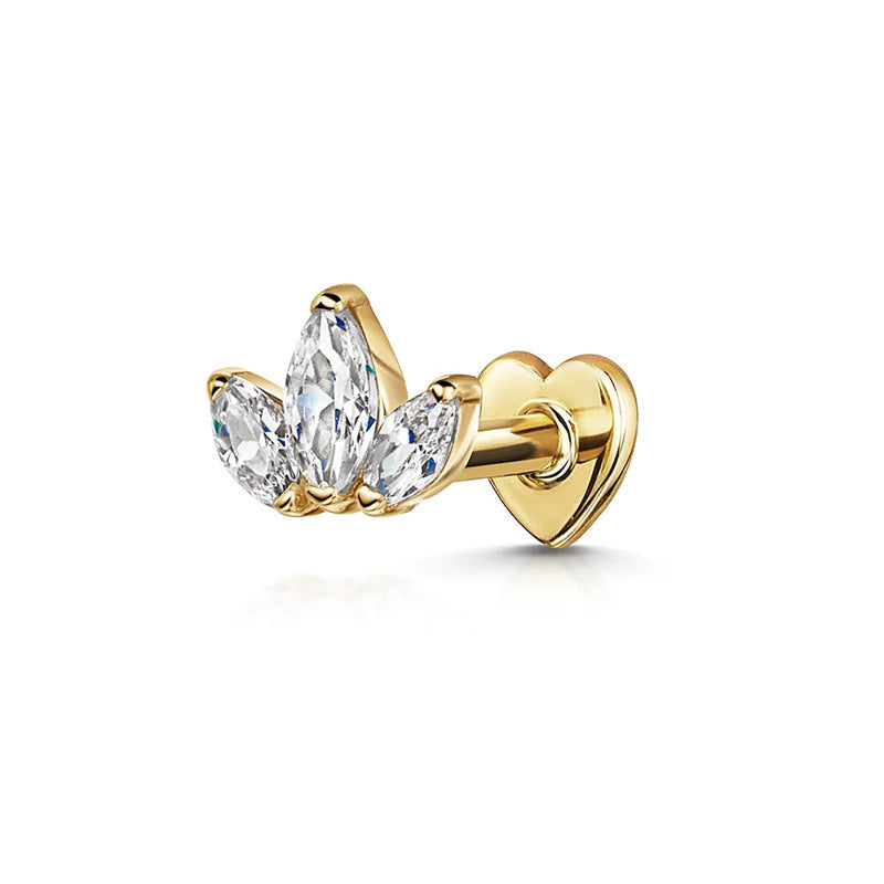 Sparkling Three-Petal Heart Labret Stud