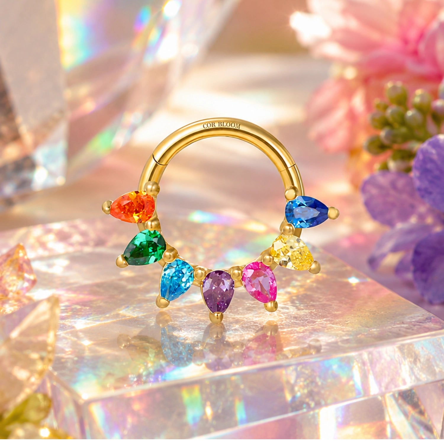 Daleyza Rainbow Pear-Cut Gemstone Clicker