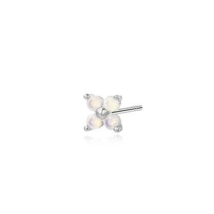 Light Blue Moonstone Flower Earring Set