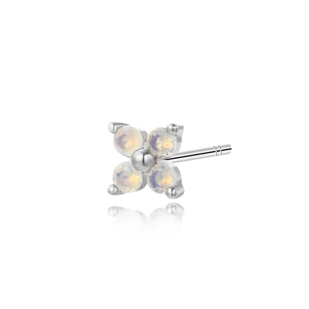 Light Blue Moonstone Flower Earring Set