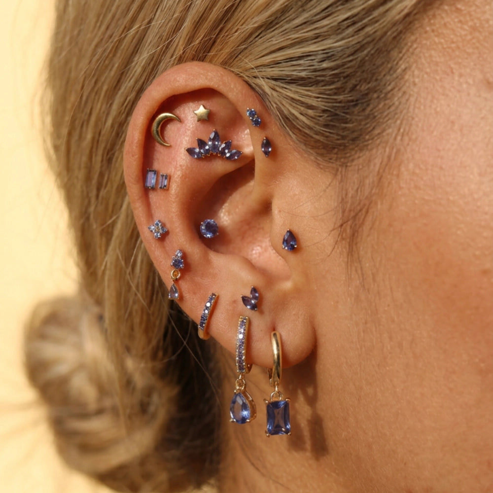 Titanium Apion Tanzanite Waterdrop Flat Back Stud