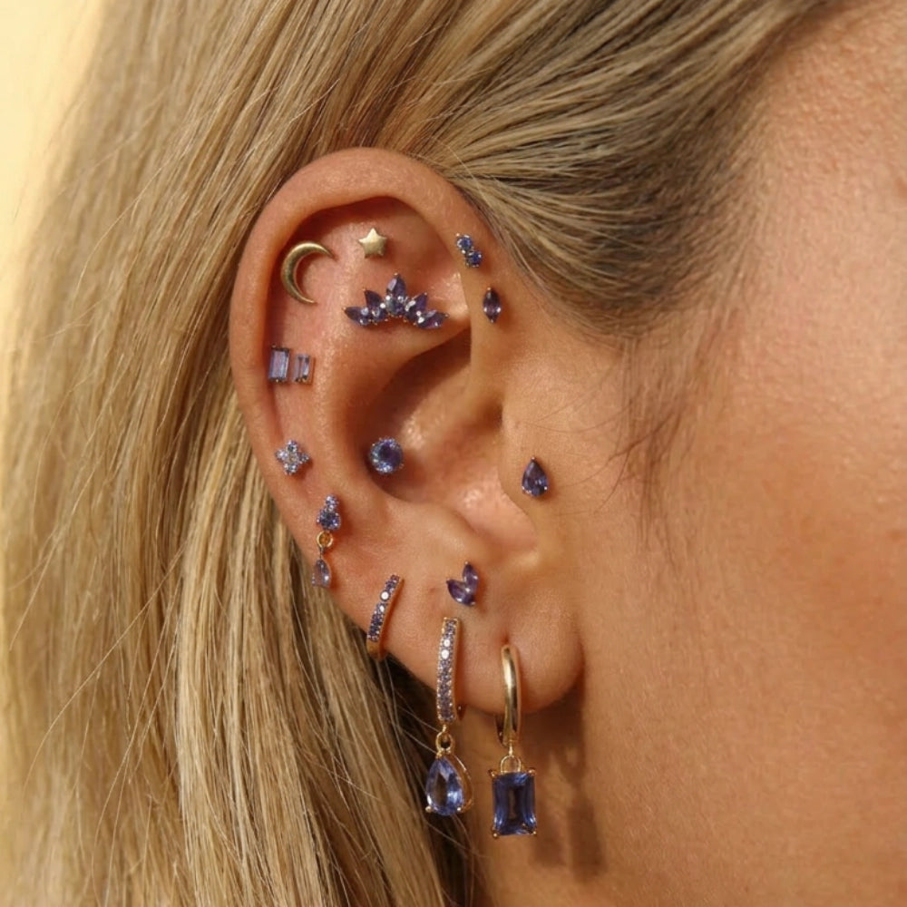 Titanium Edith Mini Duo Tanzanite Flat Back Stud