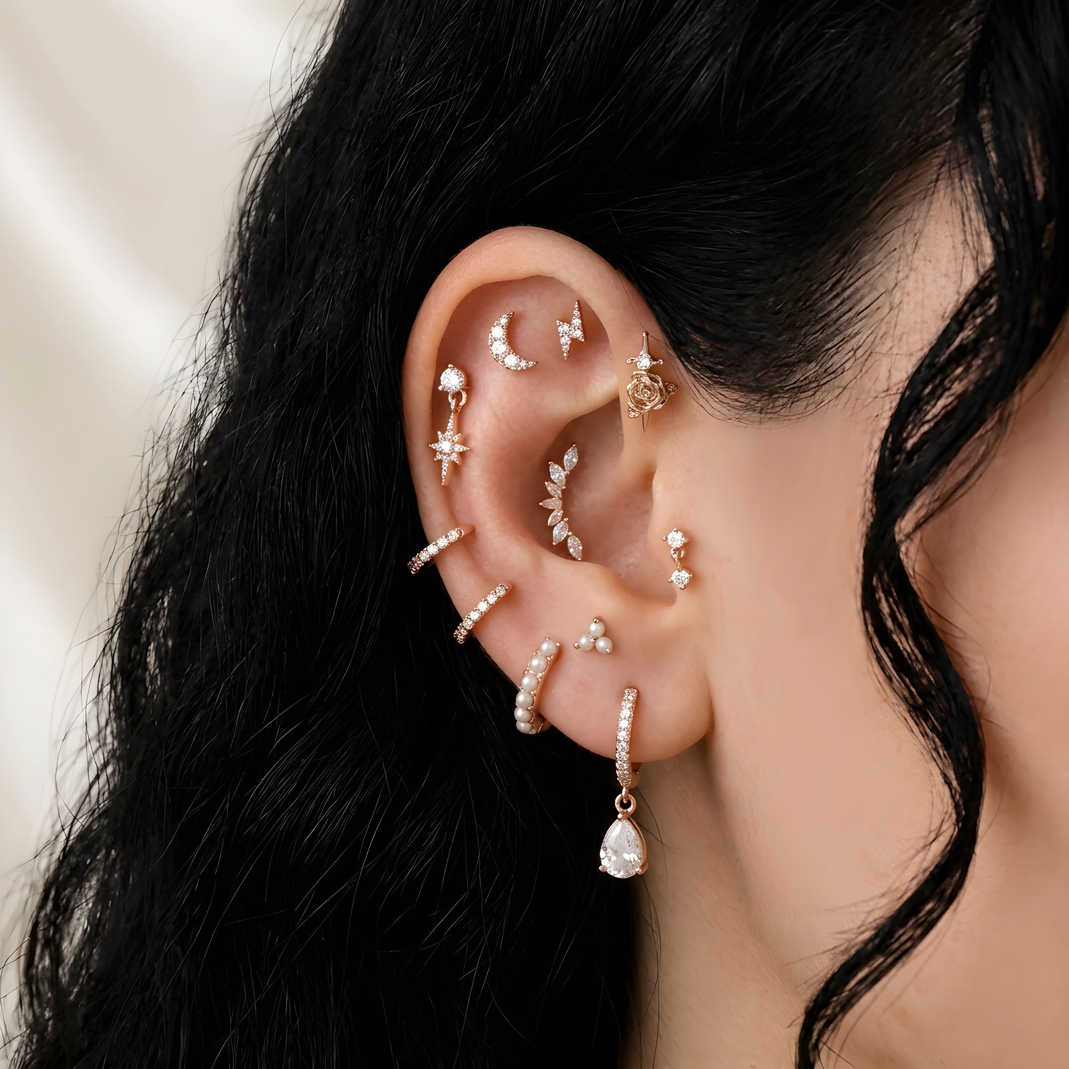 Laurel White Pearl Hoop Earrings