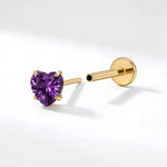 Titanium-Multisize-Stecker mit herzförmigem Amethyst (Push-Pin)