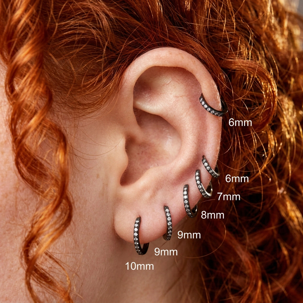 Black Pave Hoop Earring (20G)
