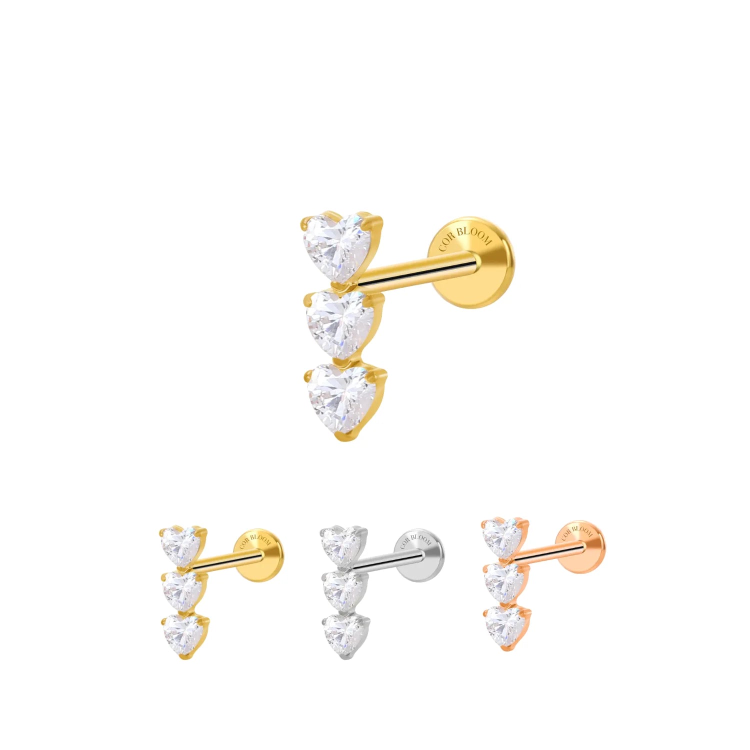Titanium Adelpha Trio Pure White Heart Stud