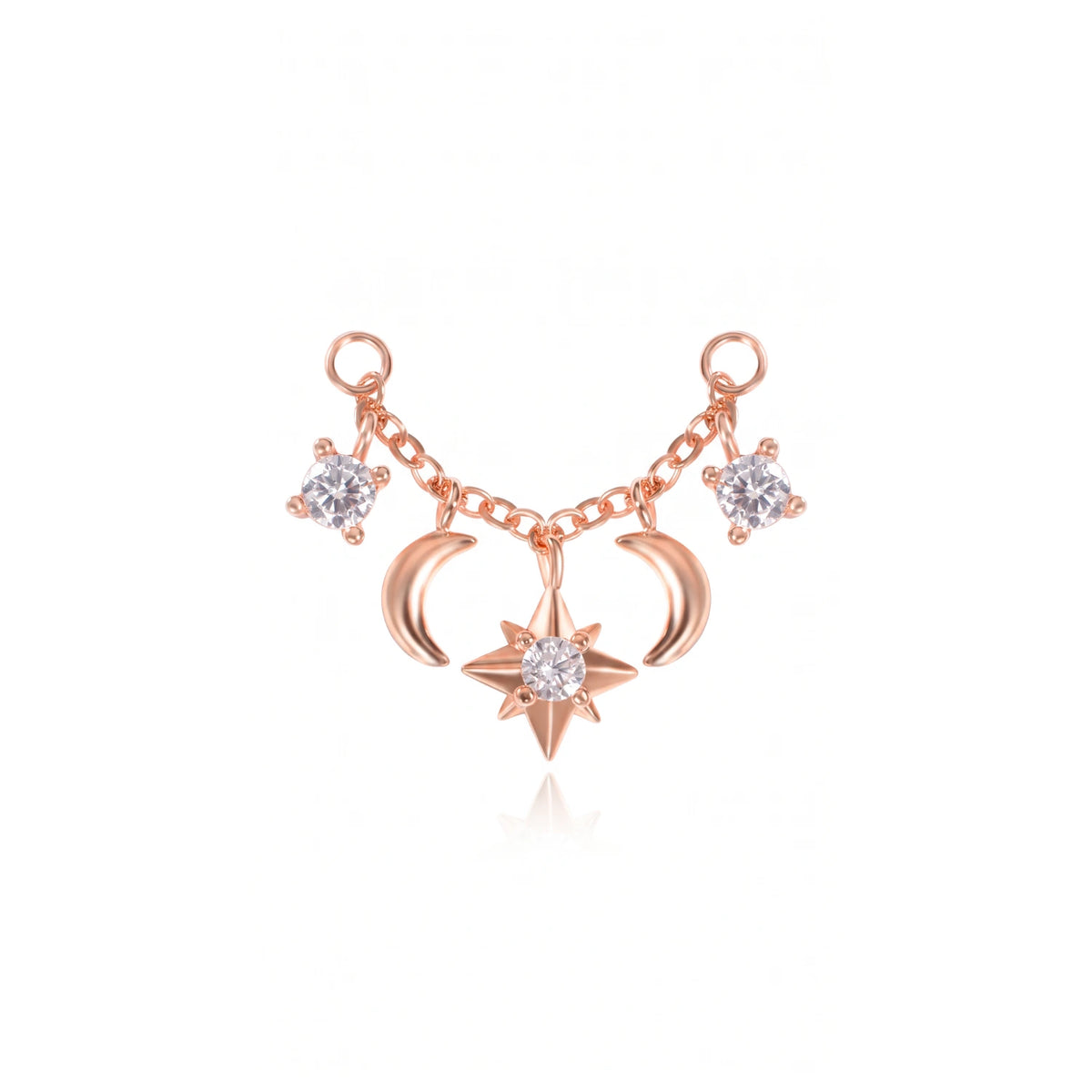 Iyla Guiding Star & Crescent Moon Chain Attachment •  Helix Dangling Chain