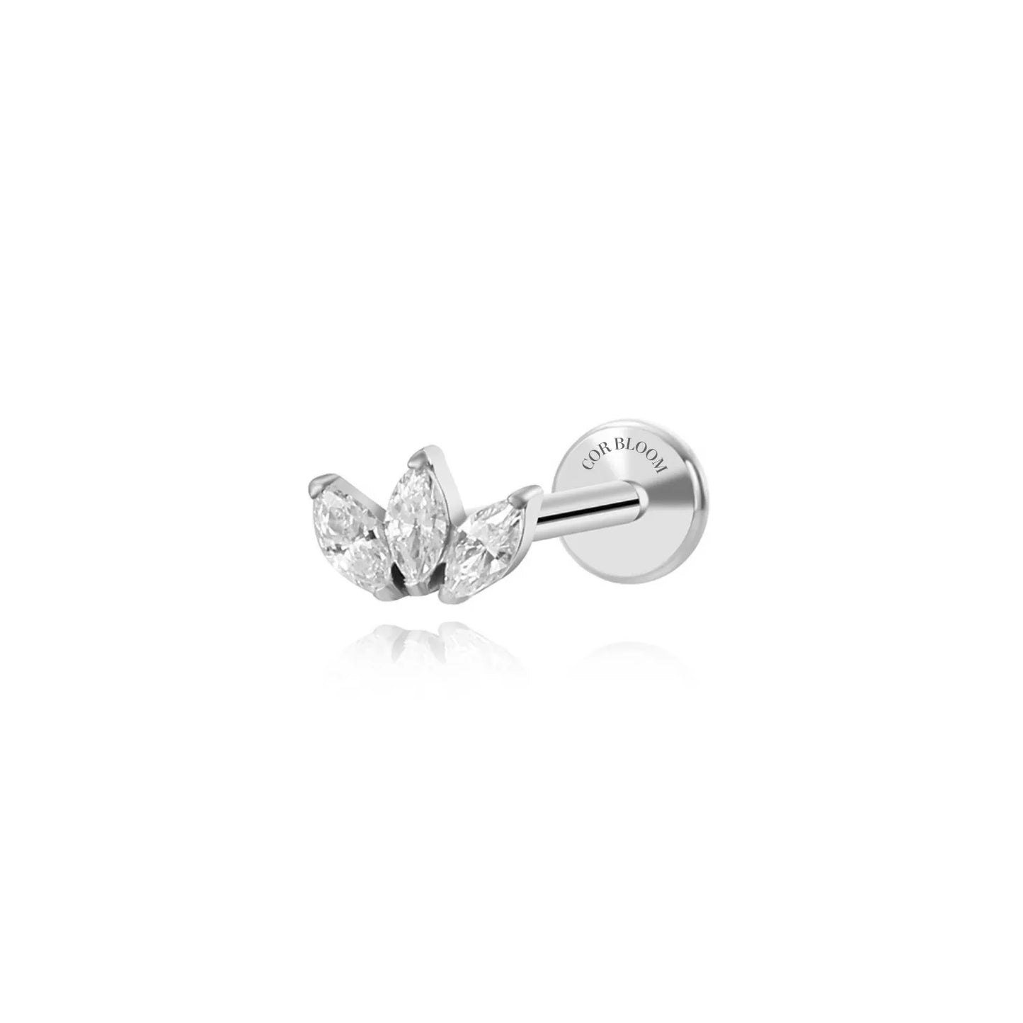 Titanium Mini Three-Petal Flat Back Piercing Stud