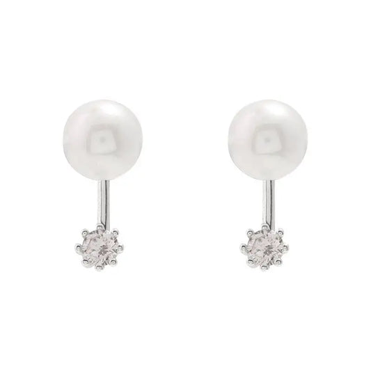 Sparkling Pearl Huggie Earrings