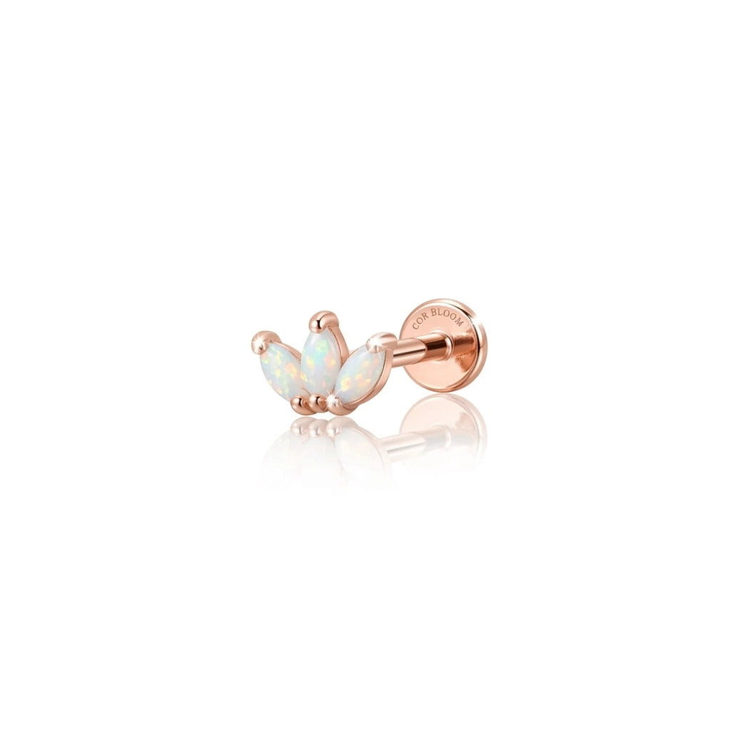 3-Petal Opal Labret Piercing Stud