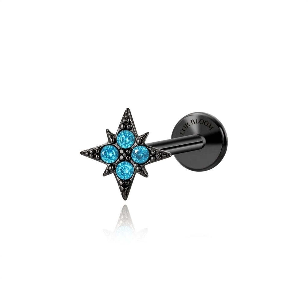 Aquamarine Northern Star Piercing Stud