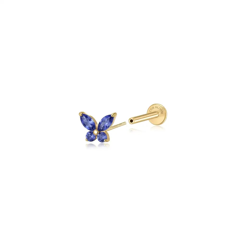 Titanium Liberty Tanzanite Butterfly Flat Back Stud