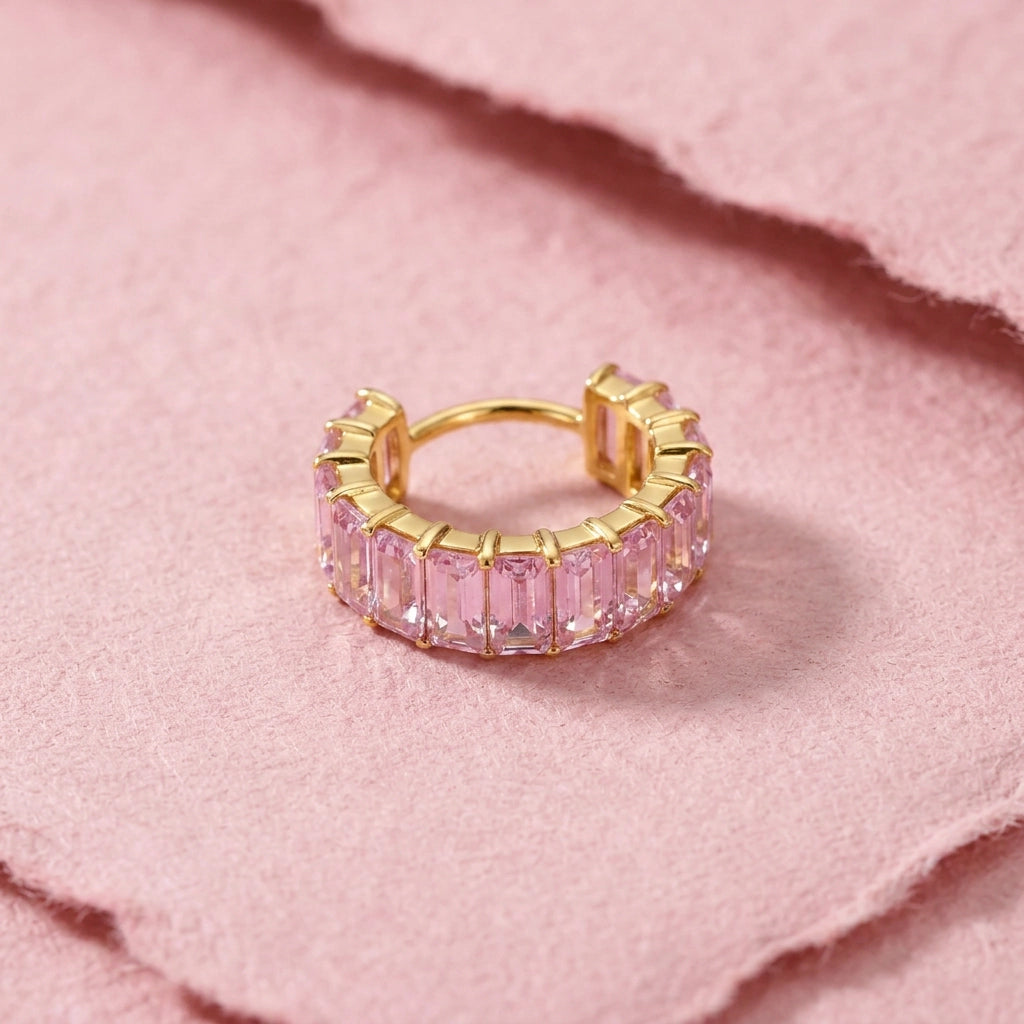 Titanium Pink Tourmaline Sugar Clicker | Conch Hoop