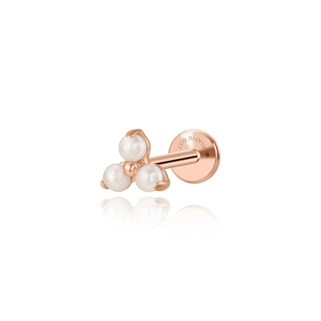 Titanium Freya Trio Pearl Flat Back Piercing Stud