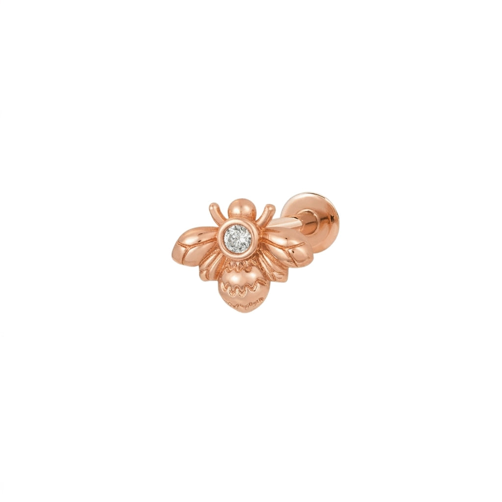 Petit CZ Bee Flat Back Stud Earring