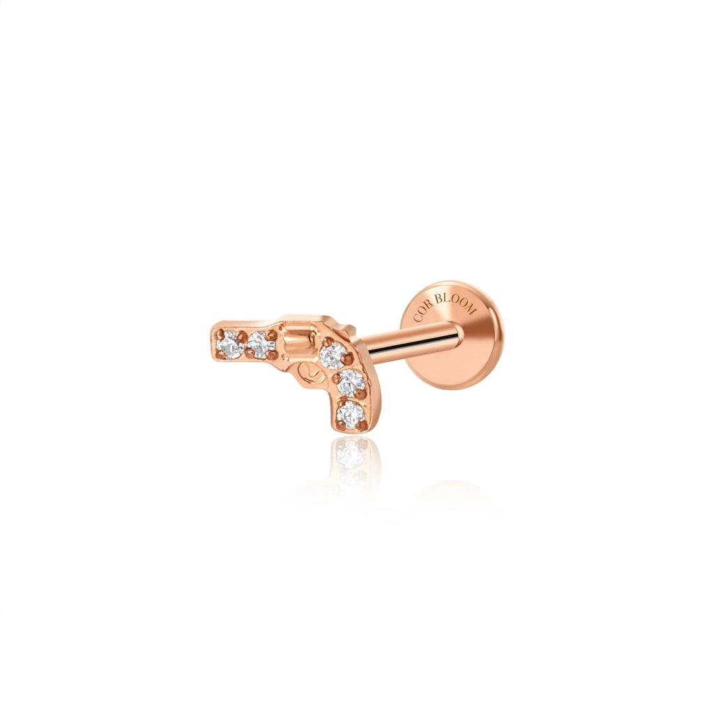 Titanium Dainty Diamond Mini Handgun Flat Back Stud