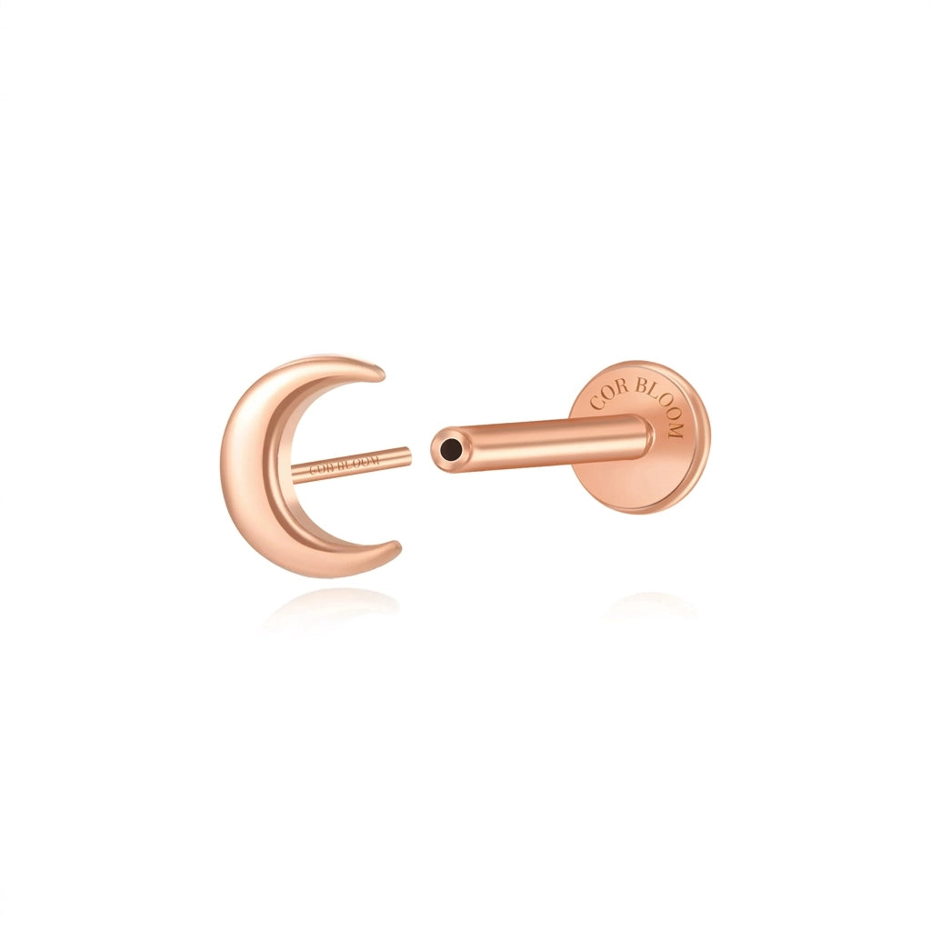 Lyric Solid Moon Flat Back Piercing Stud