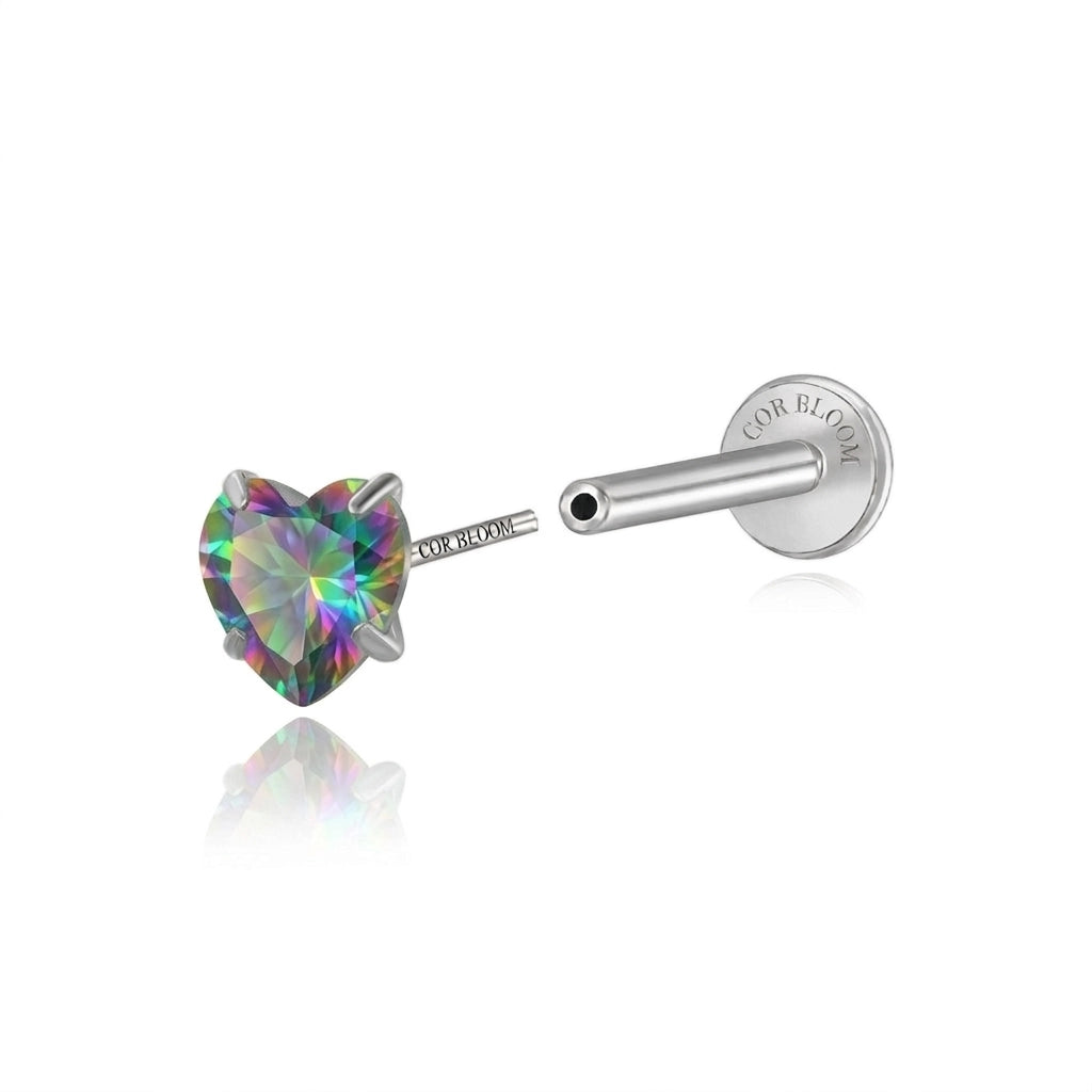 Titanium Multisize Dark Iridescent Heart-Cut Stud (Push Pin)