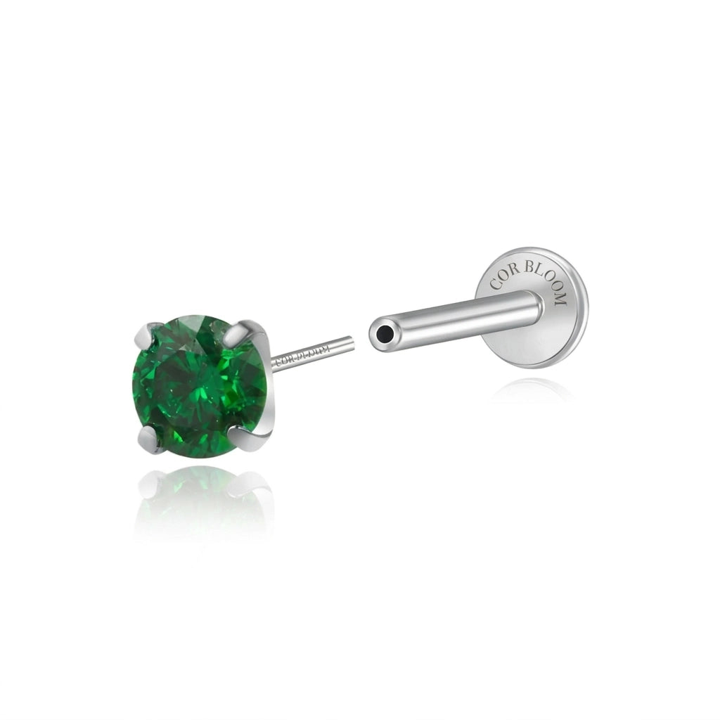 Titanium Multisize Green Emerald Stud (Push Pin)
