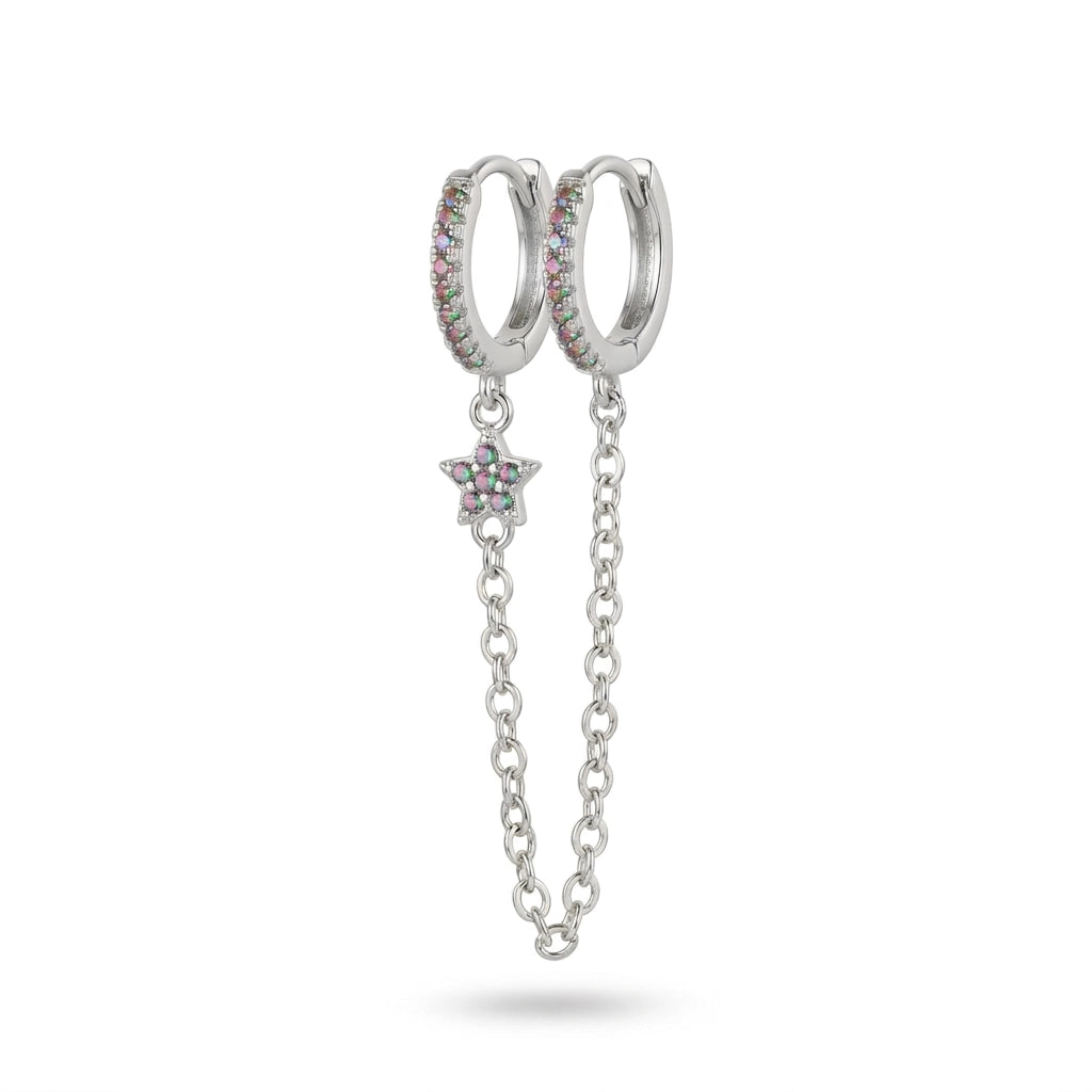 Aleena Pave Star Chain Earring - Dark Iridescent