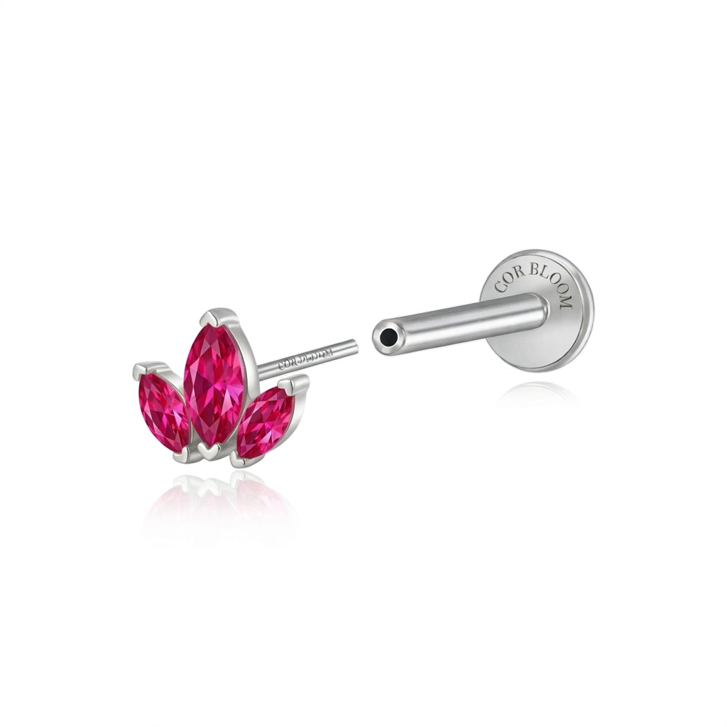 Myla Ruby Three-Petal Flat Back Stud