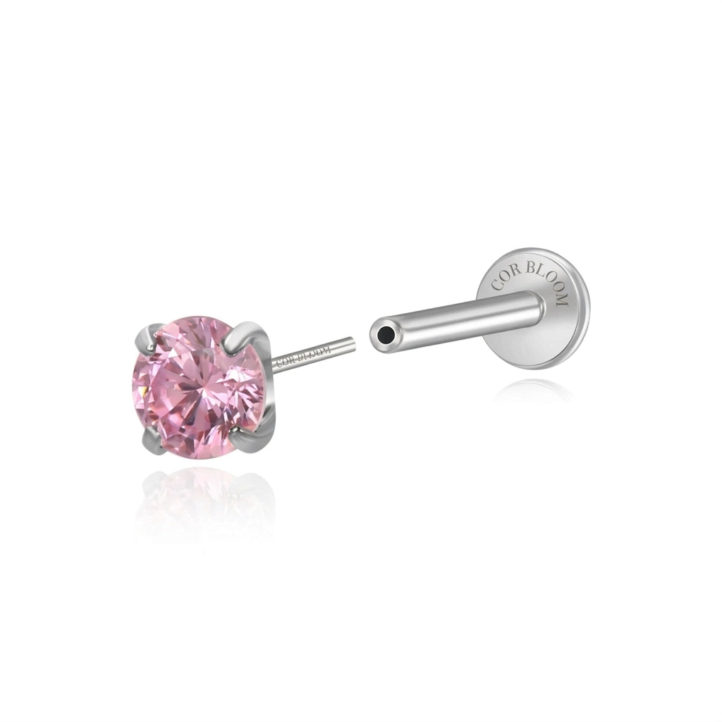Titanium Freyja Multisize Pink Tourmaline Stud (Push Pin)