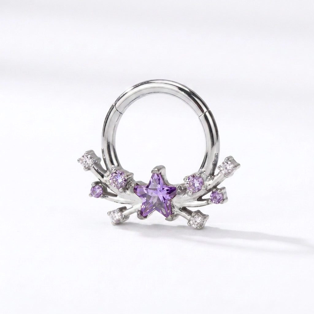 Titanium Sparkling Celestine Star Clicker - Amethyst