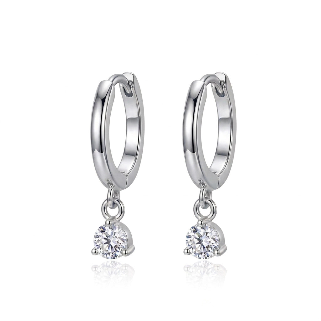 Elsa White Crystal Mini Bling Hoop Earrings