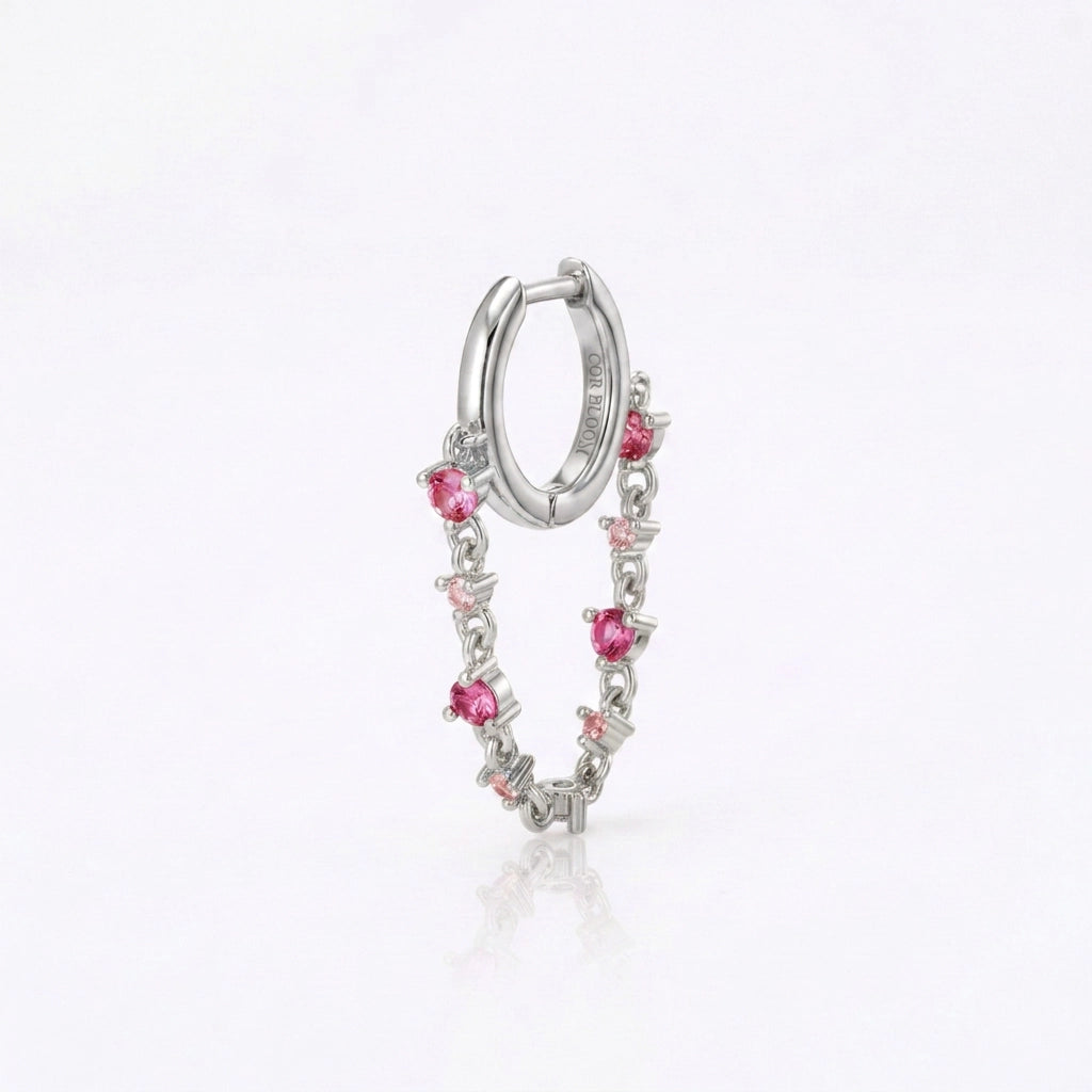 Livia Ruby Dangling Chain Hoop Earring