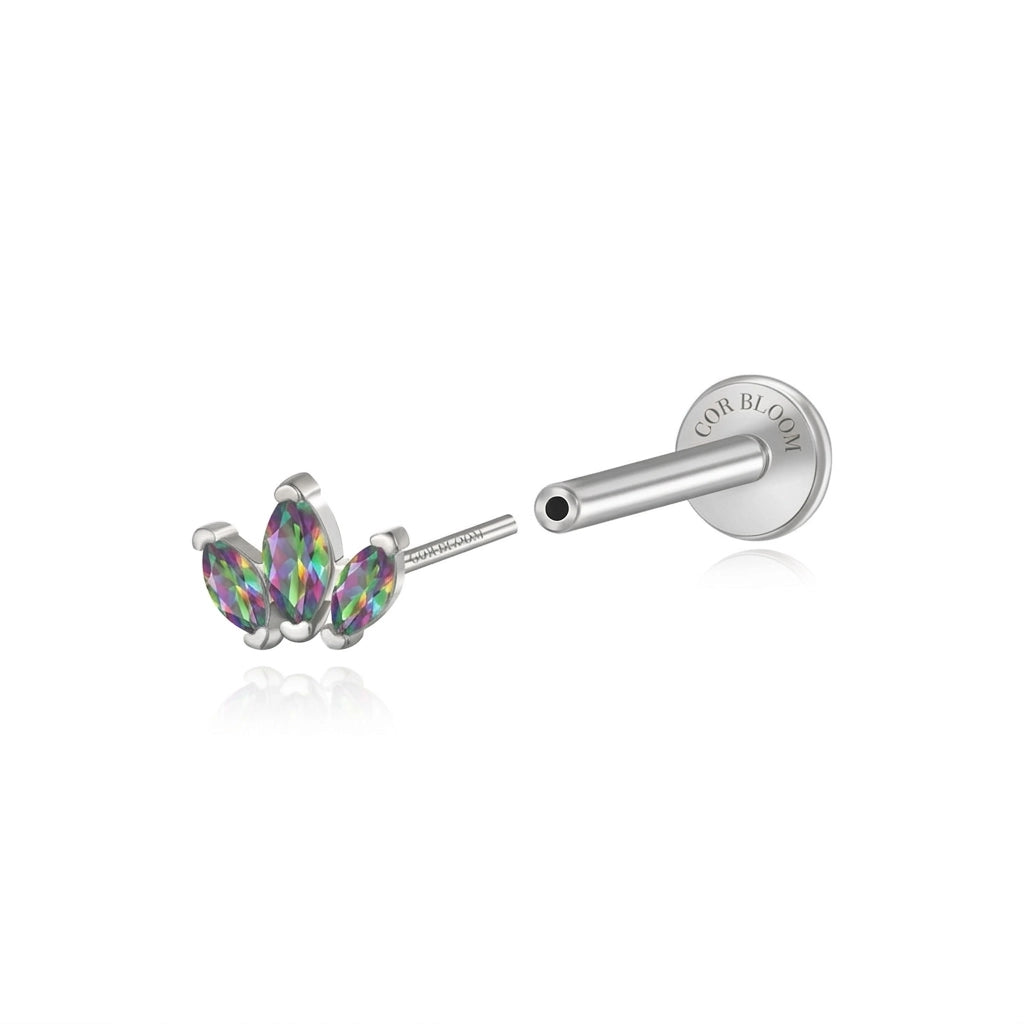 Myla Dark Iridescent Three-Petal Flat Back Stud