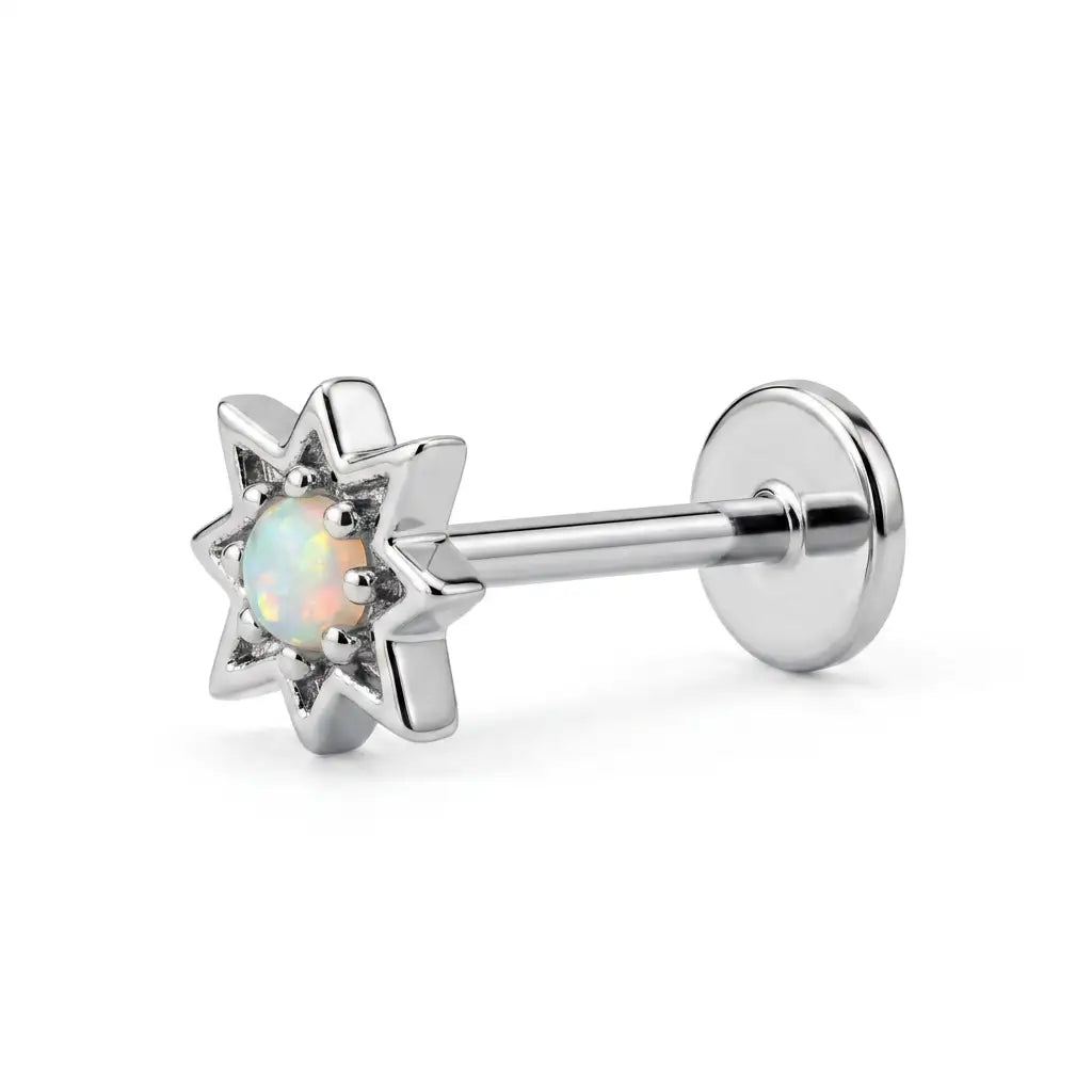 Athena White Opal Northern Star Flat Back Stud