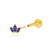 Myla Tanzanite Three-Petal Flat Back Stud