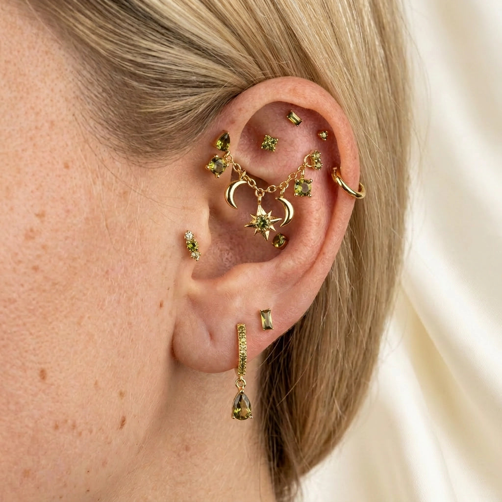 Iyla Peridot Guiding Star & Crescent Moon Chain Attachment