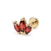 Myla Red Garnet Three-Petal Flat Back Stud