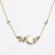 Tanzanite Crescent Moon & Butterfly Necklace