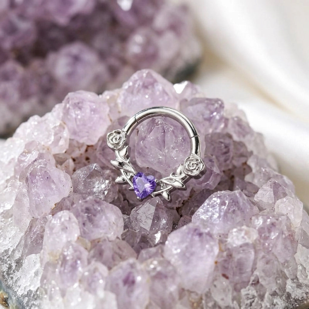 Titanium Artemis Thorned Rose Clicker - Amethyst Dream
