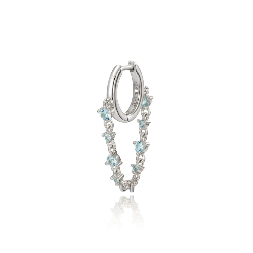 Livia Lighit Aquamarine Dangling Chain Hoop Earring