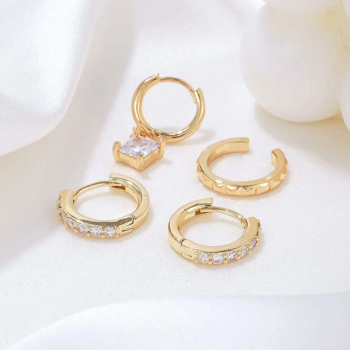 Perfect Earring Stack Simple Classic Hoop&Huggie Earring Set for Ear Stacking Earring Bundle ...