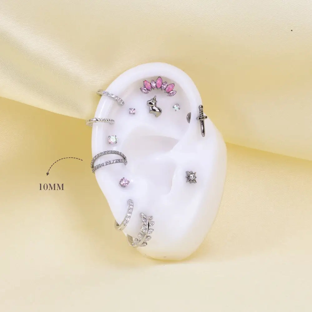 Titanium Duo Diamond Pave Clicker | Conch Hoop