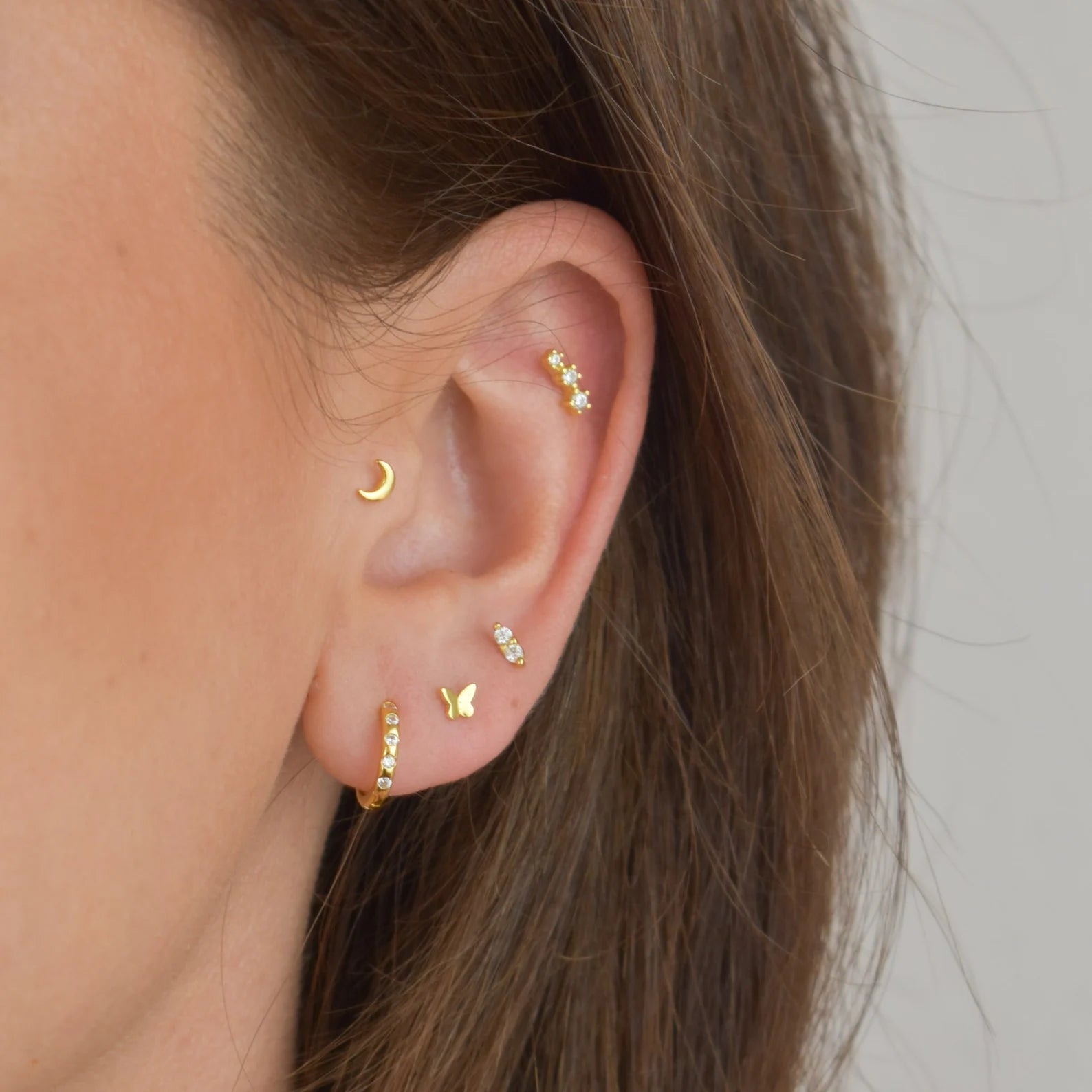 Titanium Edith Mini Duo Diamond Flat Back Stud