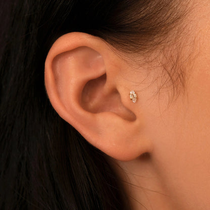 Titanium Small Crystal Marquise Flat Back Stud