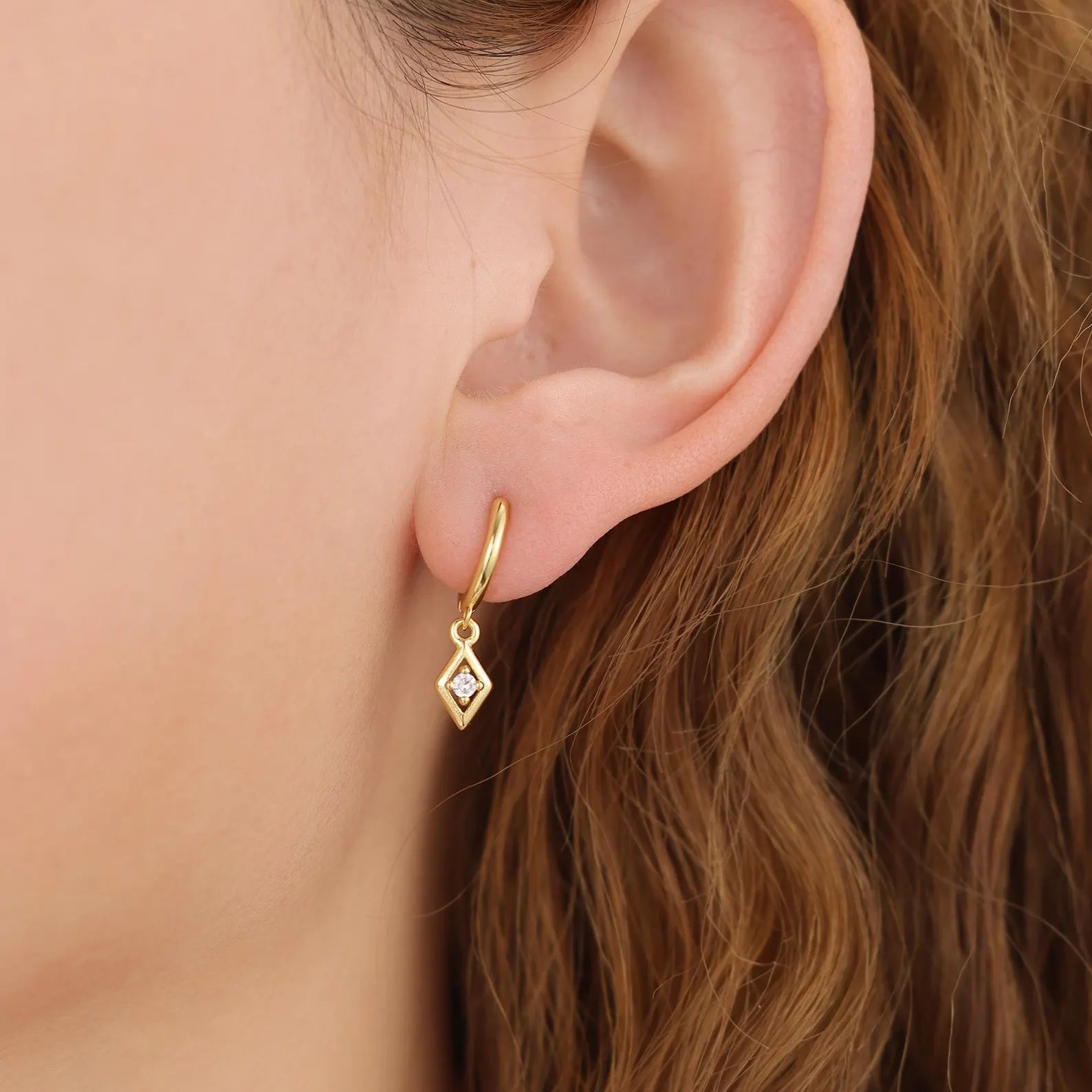 Rachel Rhombus Charm Hoop Earrings