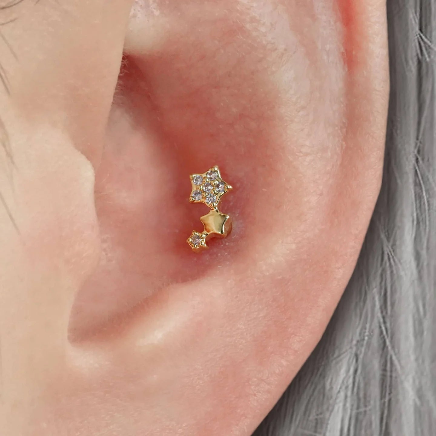 CLUSTER STARS Barbell Stud Earrings (20G)