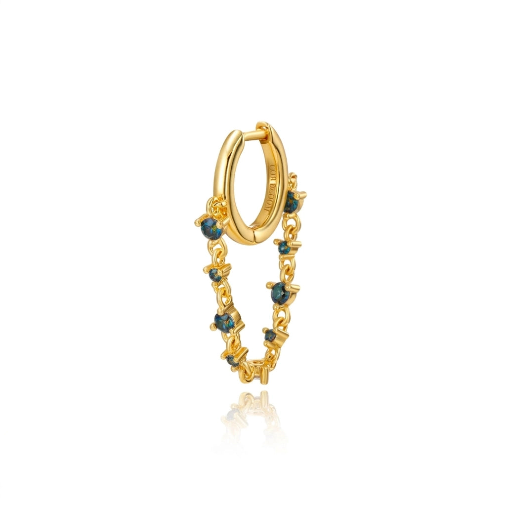 Livia Dark Iridescent Dangling Chain Hoop Earring