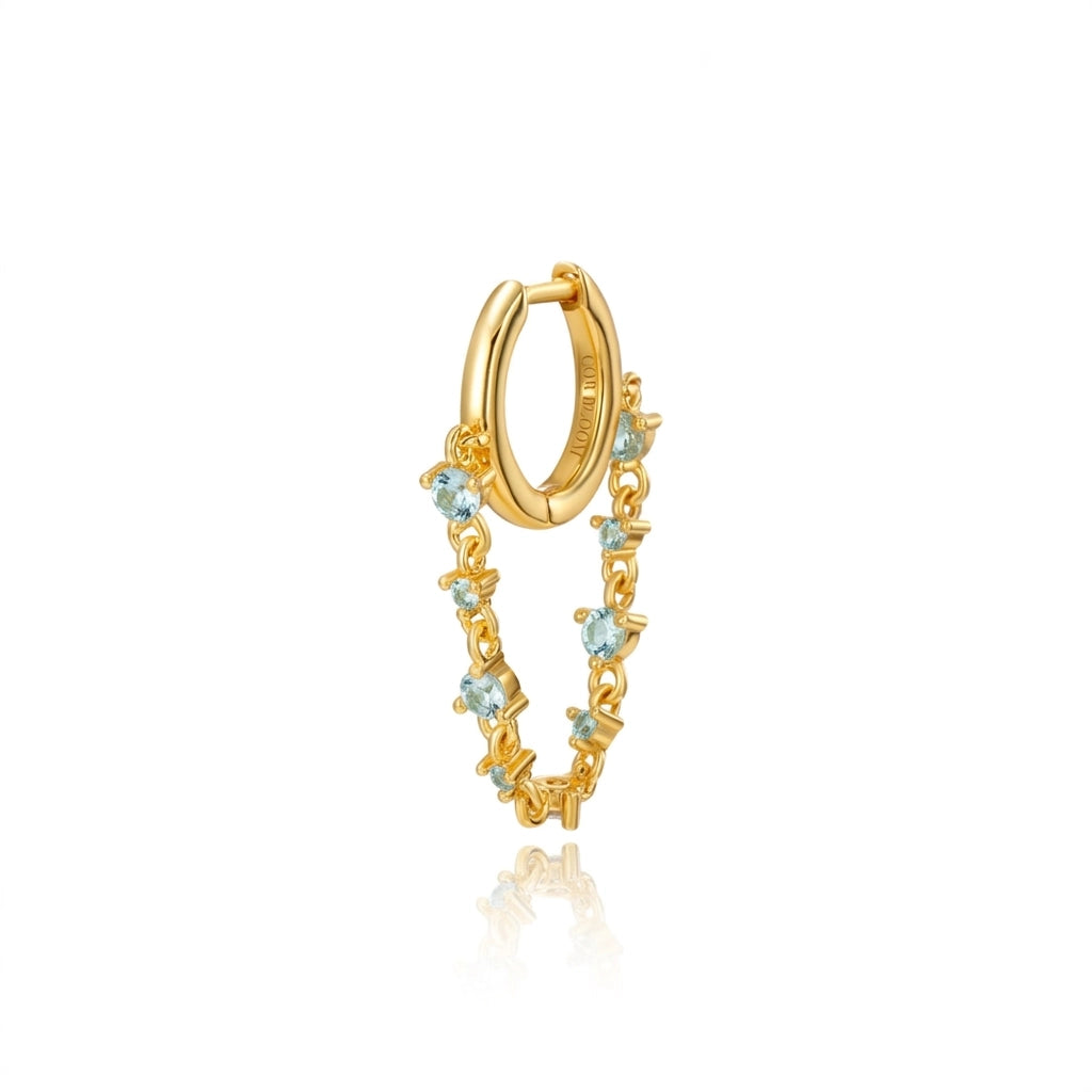 Livia Lighit Aquamarine Dangling Chain Hoop Earring