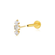 Titanium Mini Lyra Flat Back Stud - Pure White Shell
